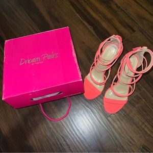 Strappy hot pink heels